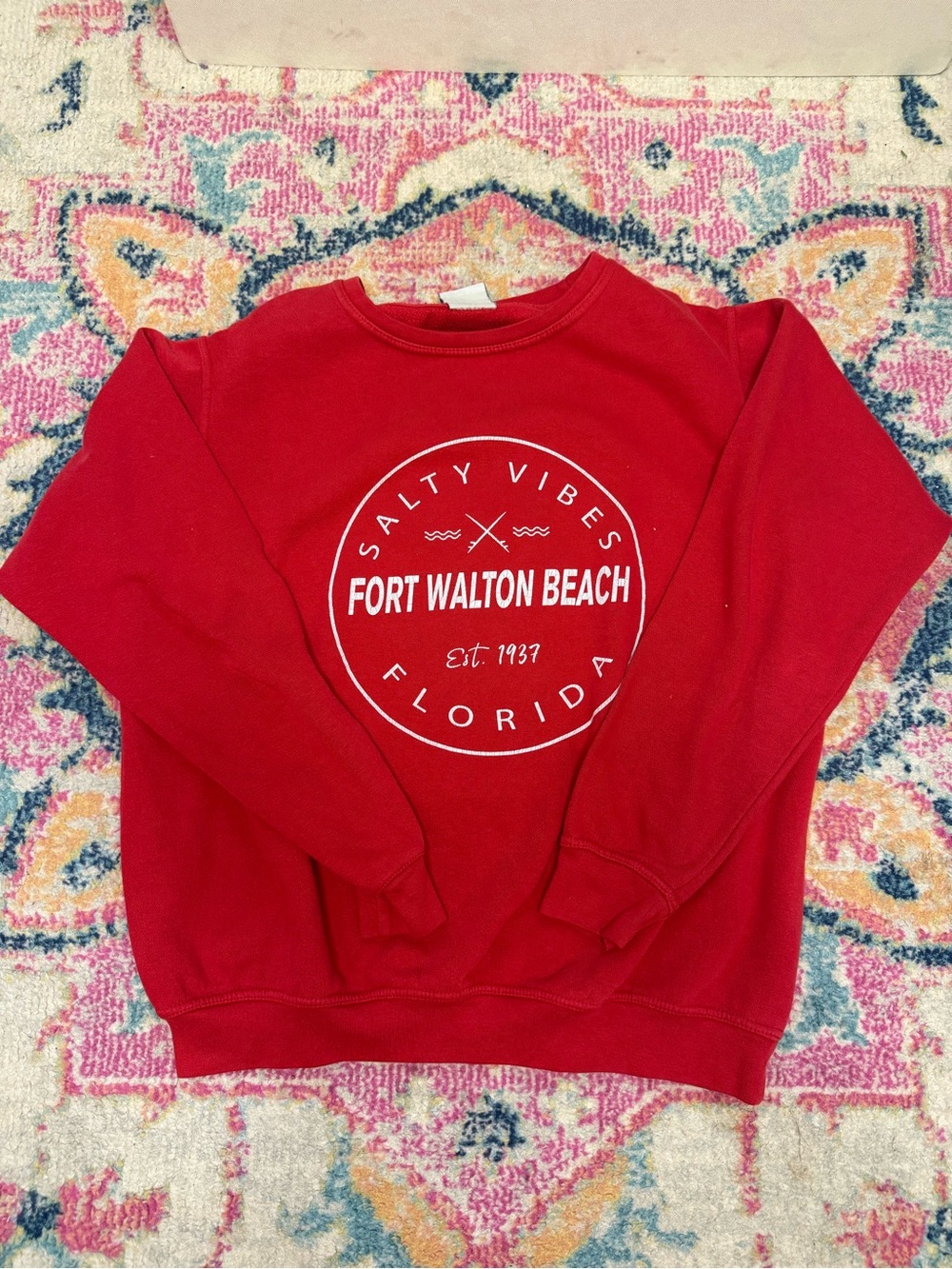 Fort Walton Beach Salty Vibes Red Crewneck Sweatshirt